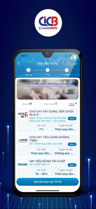 Tra cứu lịch sử tín dụng cá nhân trên App điện thoại